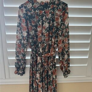 Floral Long Sleeve Dress - Black and Pink